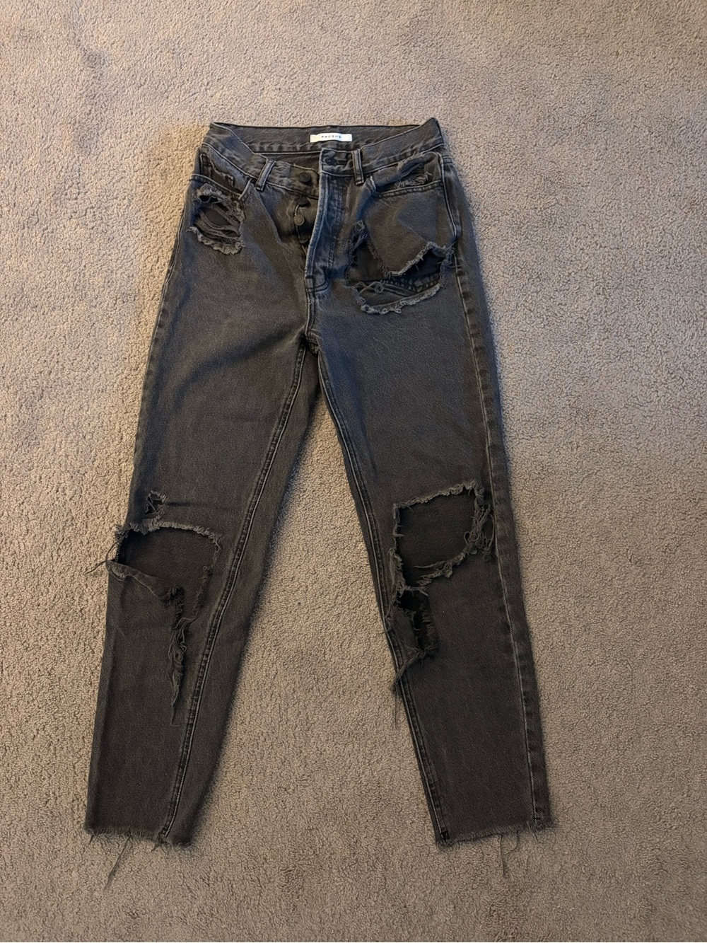 PacSun Women's Distressed Jeans - Charcoal Black